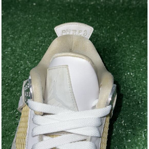 Nike Jordan‎ 4 Retro Pure Money Men’s Size 9.5 308497-100 Vintage White Sneakers - Picture 8 of 10
